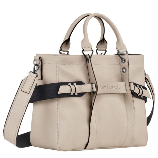 Beige Longchamp 3D Sangle M Women's Top-handle Bags | US-1439SLE