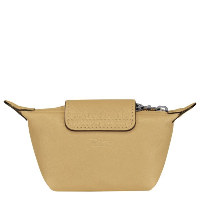 Beige Longchamp Le Pliage Cuir Men's Cardholders & Coin Purses | US-2309PZS