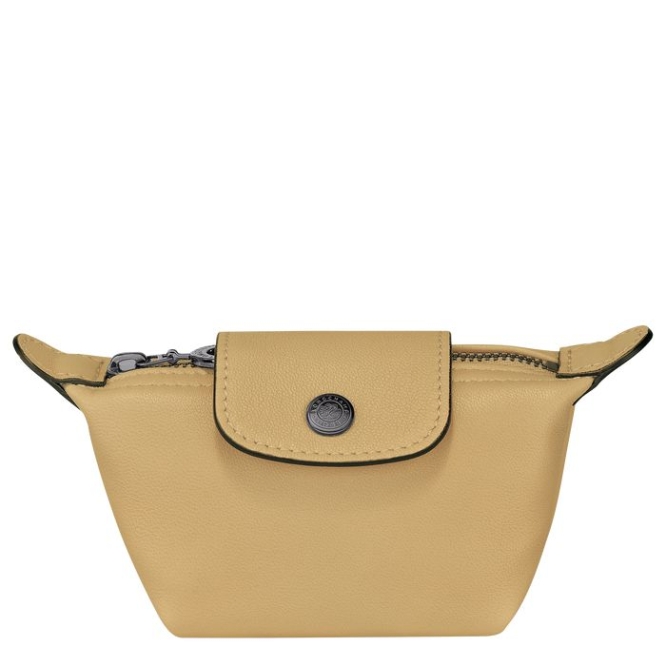 Beige Longchamp Le Pliage Cuir Men\'s Cardholders & Coin Purses | US-2309PZS