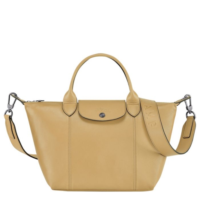 Beige Longchamp Le Pliage Cuir S Women\'s Top-handle Bags | US-4310NYX