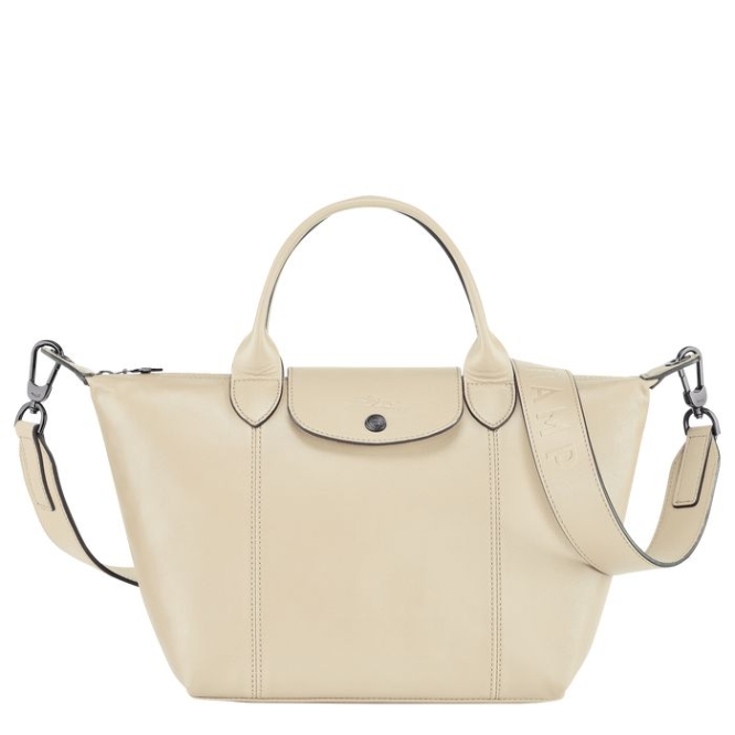 Beige Longchamp Le Pliage Cuir S Women\'s Top-handle Bags | US-6483IJG