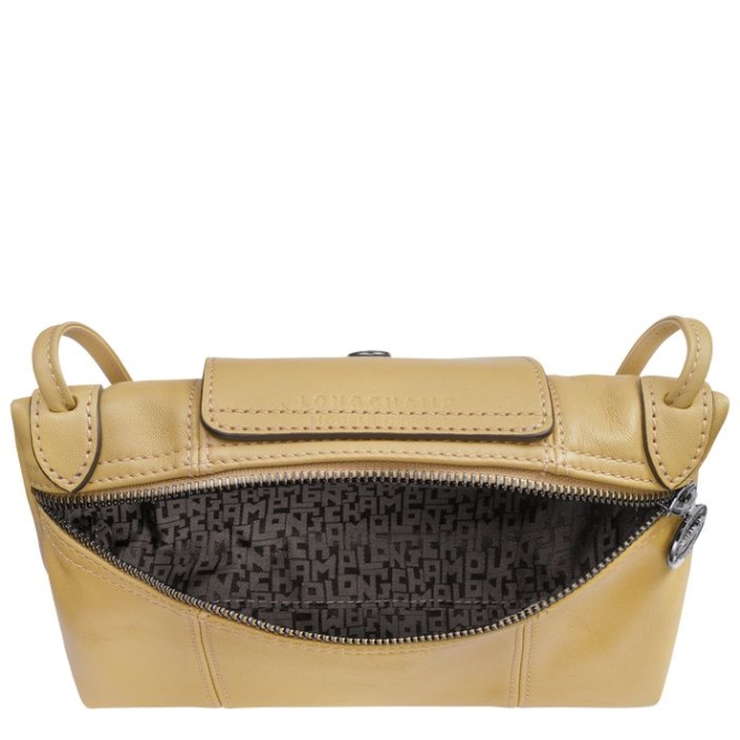 Beige Longchamp Le Pliage Cuir Women's Crossbody Bags | US-1389JTY