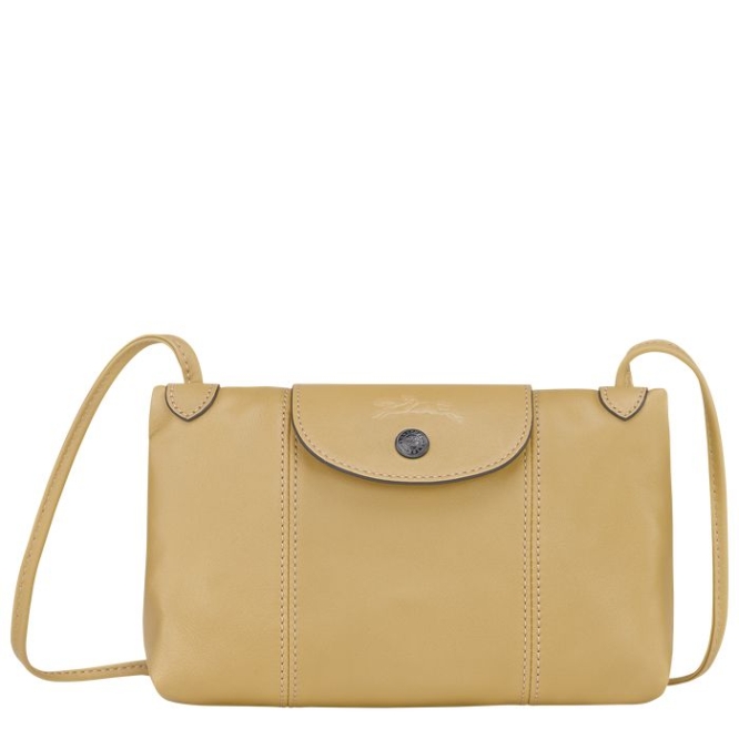 Beige Longchamp Le Pliage Cuir Women\'s Crossbody Bags | US-1389JTY