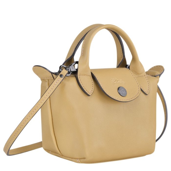 Beige Longchamp Le Pliage Cuir Women's Crossbody Bags | US-3095NRC