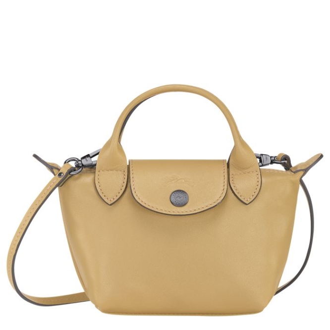 Beige Longchamp Le Pliage Cuir Women\'s Crossbody Bags | US-3095NRC