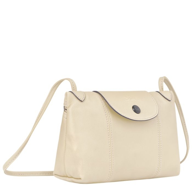 Beige Longchamp Le Pliage Cuir Women's Crossbody Bags | US-6041AOT