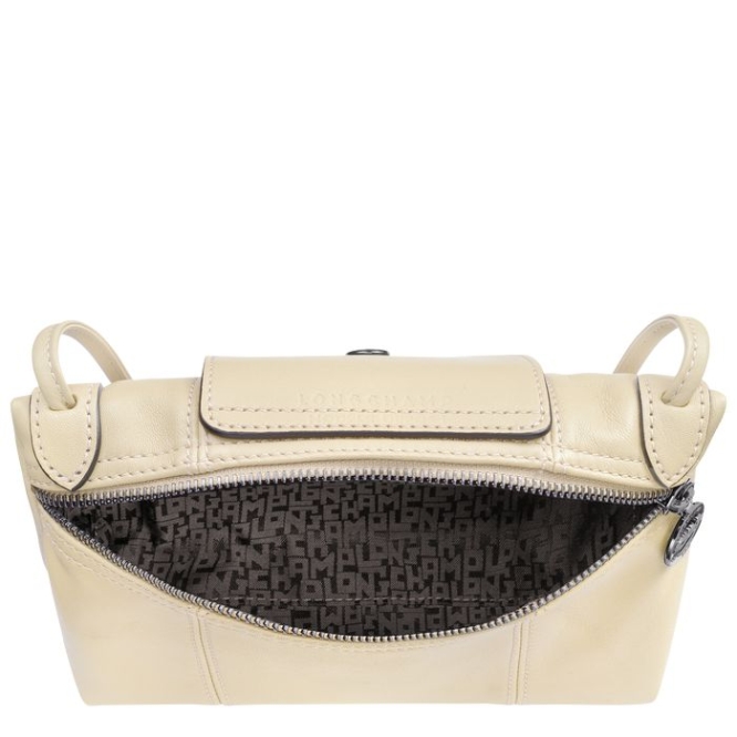 Beige Longchamp Le Pliage Cuir Women's Crossbody Bags | US-6041AOT