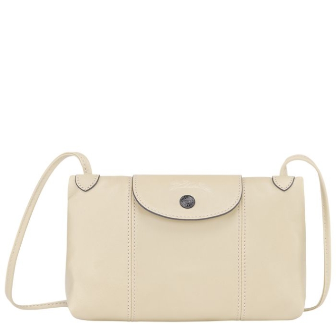 Beige Longchamp Le Pliage Cuir Women\'s Crossbody Bags | US-6041AOT