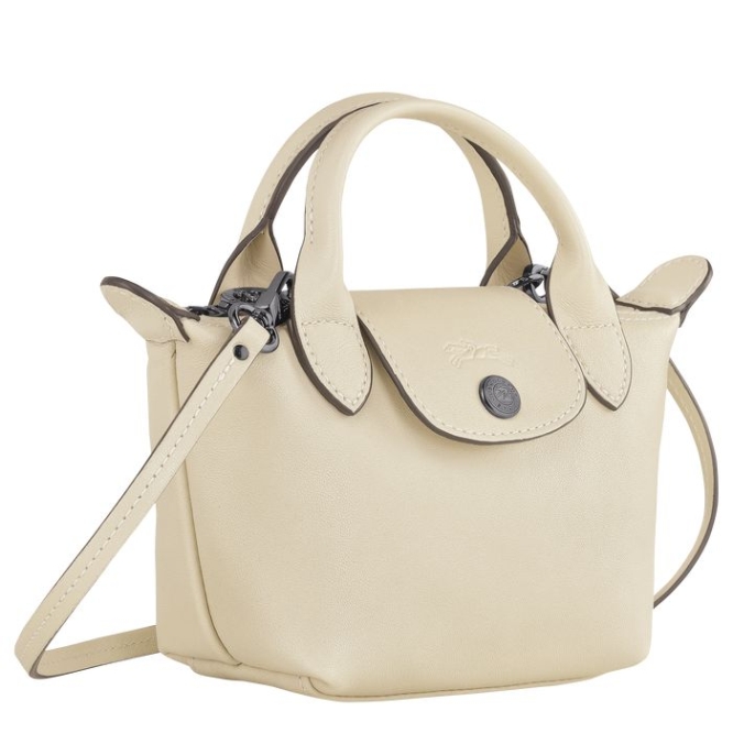 Beige Longchamp Le Pliage Cuir Women's Crossbody Bags | US-6912UHN