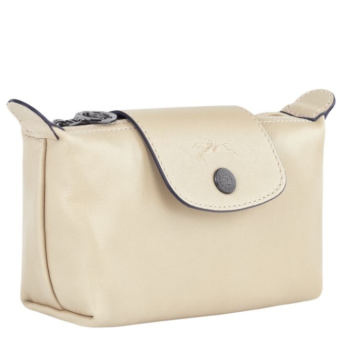 Beige Longchamp Le Pliage Cuir Women's Pouches & Cases | US-1923KXC