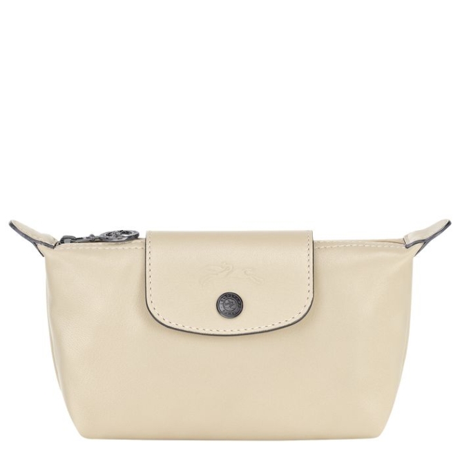 Beige Longchamp Le Pliage Cuir Women\'s Pouches & Cases | US-1923KXC