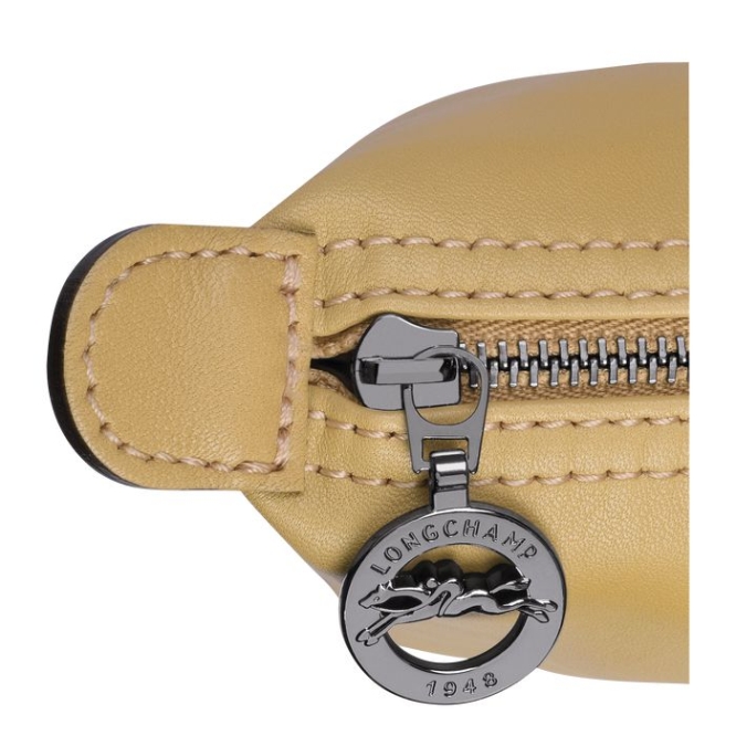 Beige Longchamp Le Pliage Cuir Women's Pouches & Cases | US-6395CRM
