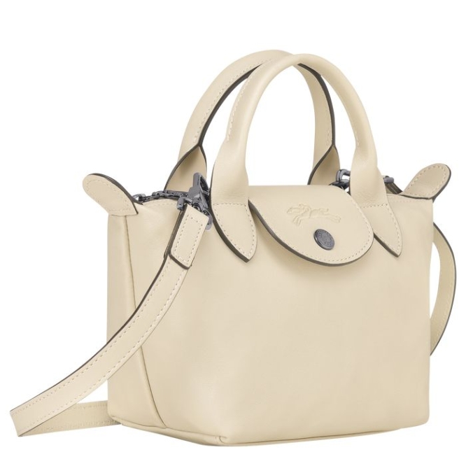 Beige Longchamp Le Pliage Cuir XS Women's Top-handle Bags | US-4069AUB