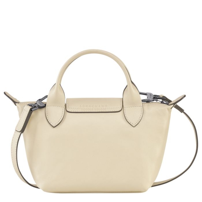 Beige Longchamp Le Pliage Cuir XS Women's Top-handle Bags | US-4069AUB