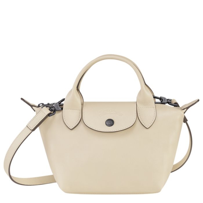 Beige Longchamp Le Pliage Cuir XS Women\'s Top-handle Bags | US-4069AUB