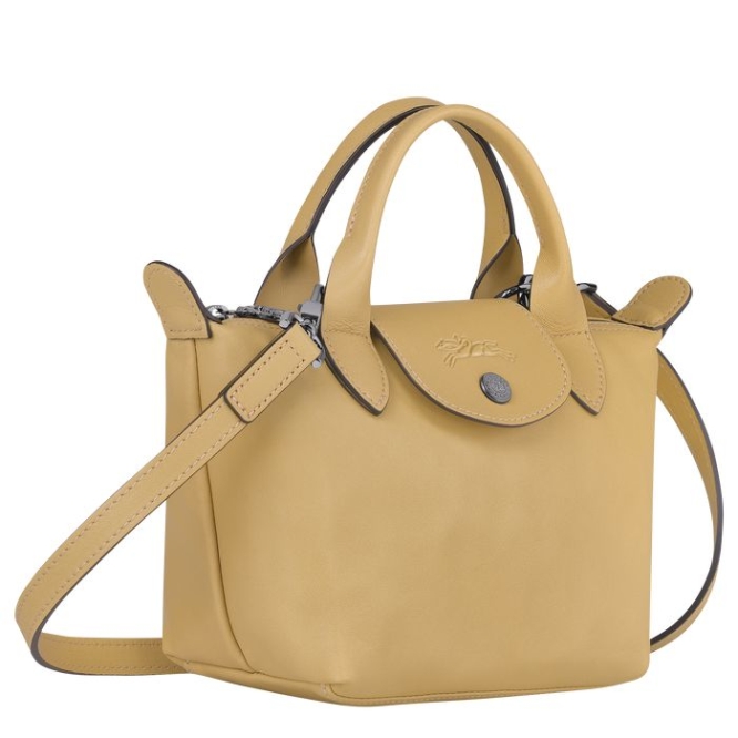 Beige Longchamp Le Pliage Cuir XS Women's Top-handle Bags | US-9451MPA