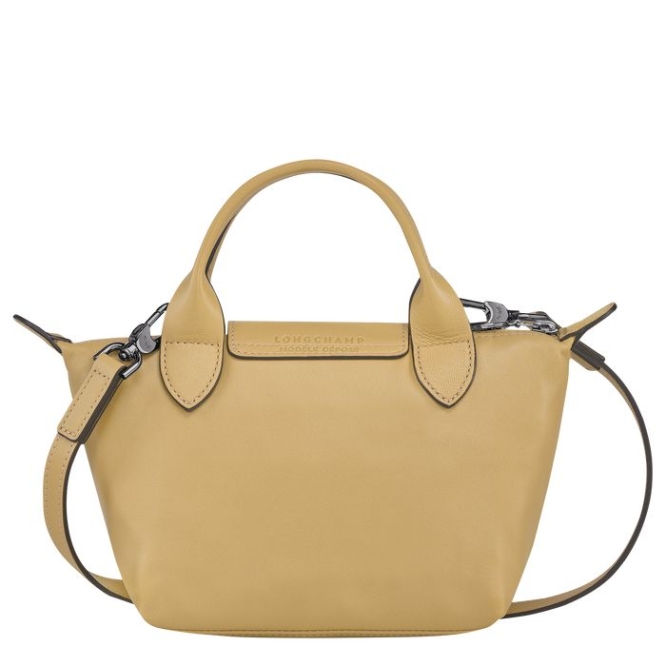 Beige Longchamp Le Pliage Cuir XS Women's Top-handle Bags | US-9451MPA