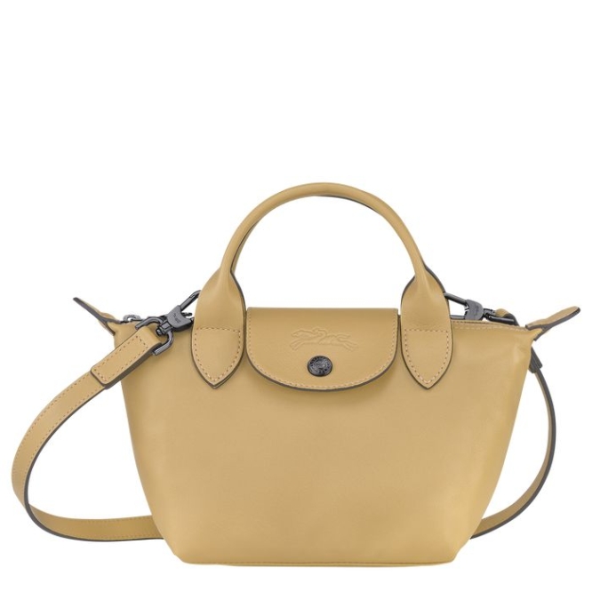 Beige Longchamp Le Pliage Cuir XS Women\'s Top-handle Bags | US-9451MPA