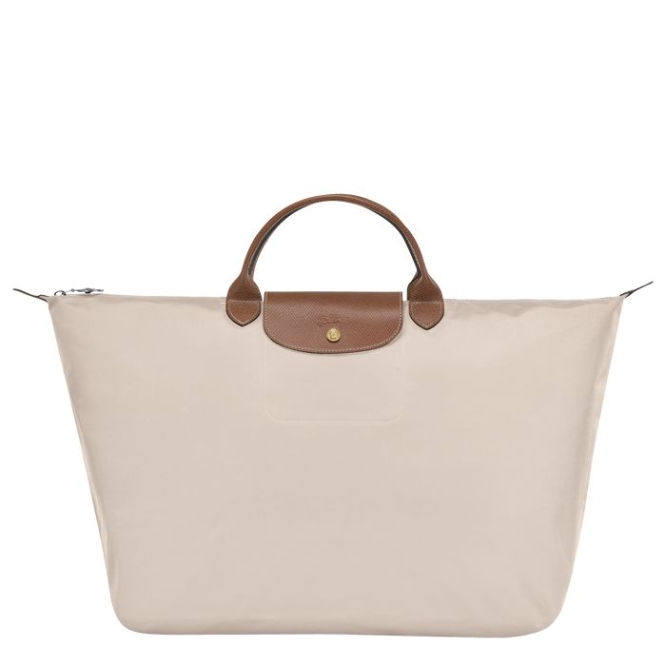 Beige Longchamp Le Pliage L Men\'s Travel Bags | US-2841QPL