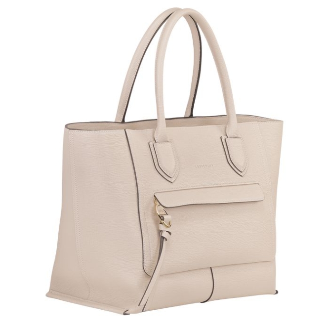 Beige Longchamp Mailbox L Women's Top-handle Bags | US-9416ZEH