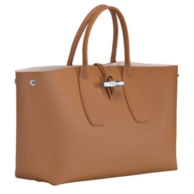 Beige Longchamp Roseau L Women's Top-handle Bags | US-4016DTG