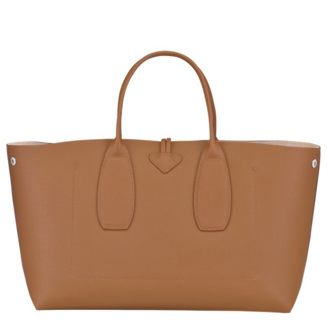 Beige Longchamp Roseau L Women's Top-handle Bags | US-4016DTG