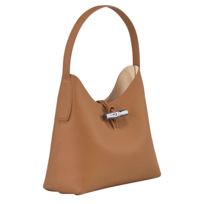 Beige Longchamp Roseau M Women's Shoulder Bags | US-4716KWX