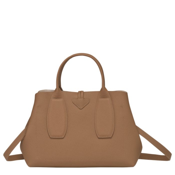 Beige Longchamp Roseau M Women's Top-handle Bags | US-6349VQT