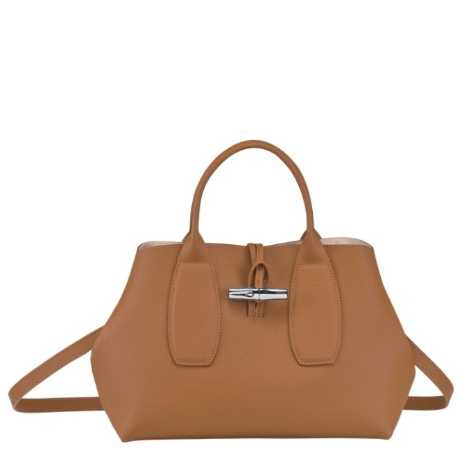 Beige Longchamp Roseau M Women\'s Top-handle Bags | US-6349VQT