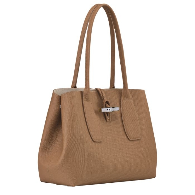Beige Longchamp Roseau Women's Shoulder Bags | US-1036XSB