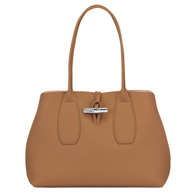 Beige Longchamp Roseau Women\'s Shoulder Bags | US-1036XSB