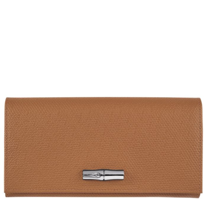 Beige Longchamp Roseau Women\'s Wallets | US-3491UBO