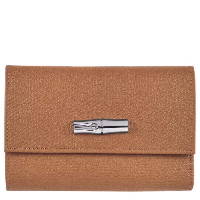 Beige Longchamp Roseau Women\'s Wallets | US-5208FXQ