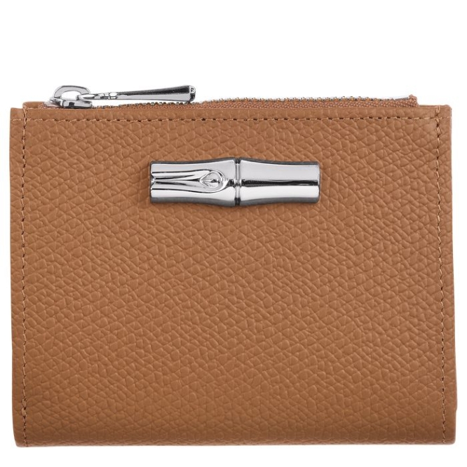 Beige Longchamp Roseau Women\'s Wallets | US-9725OYM