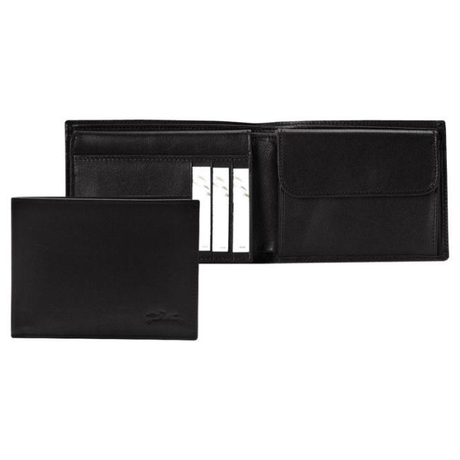 Black Longchamp Baxi Men\'s Wallets | US-2583LZK