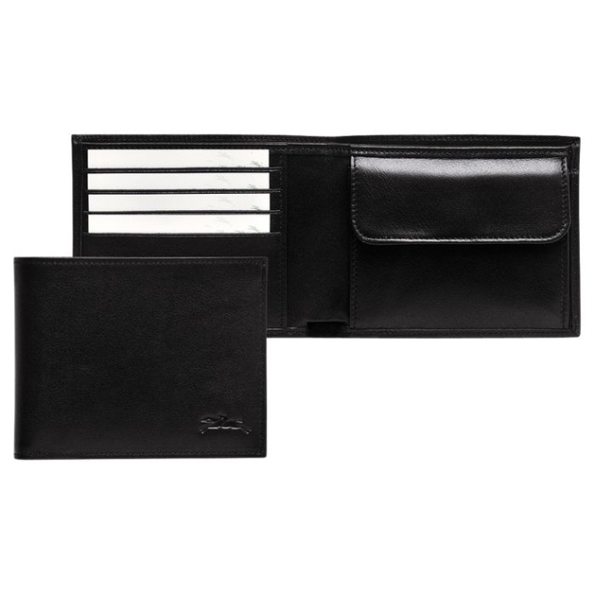 Black Longchamp Baxi Men\'s Wallets | US-9170IRJ