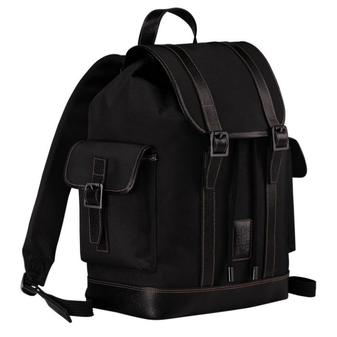 Black Longchamp Boxford Men's Backpacks | US-6941IBO