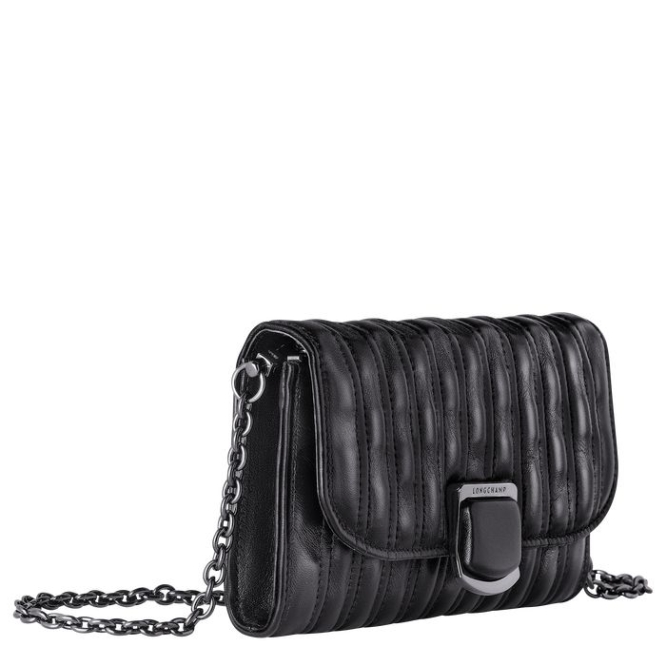 Black Longchamp Brioche Women's Wallets | US-7495JVQ