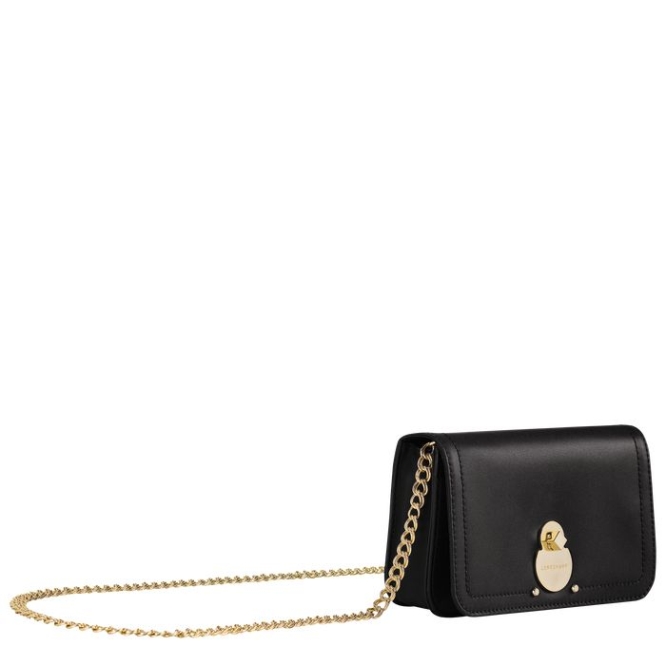 Black Longchamp Cavalcade Women's Wallets On Chain | US-3485DUX