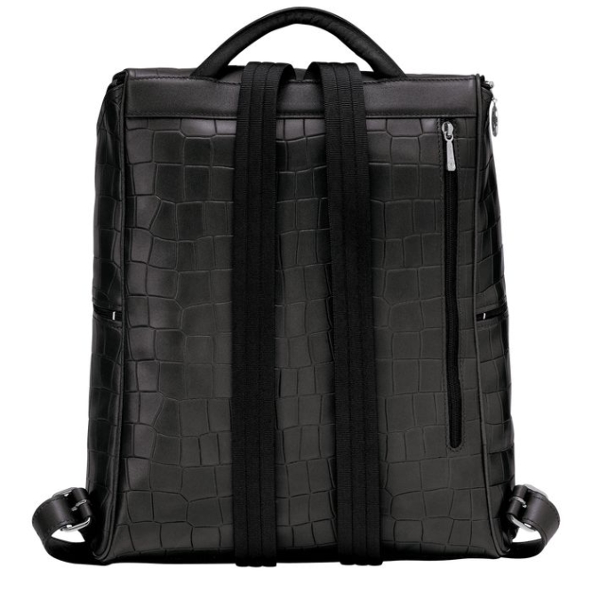 Black Longchamp Croco Block Men's Backpacks | US-1836MQE