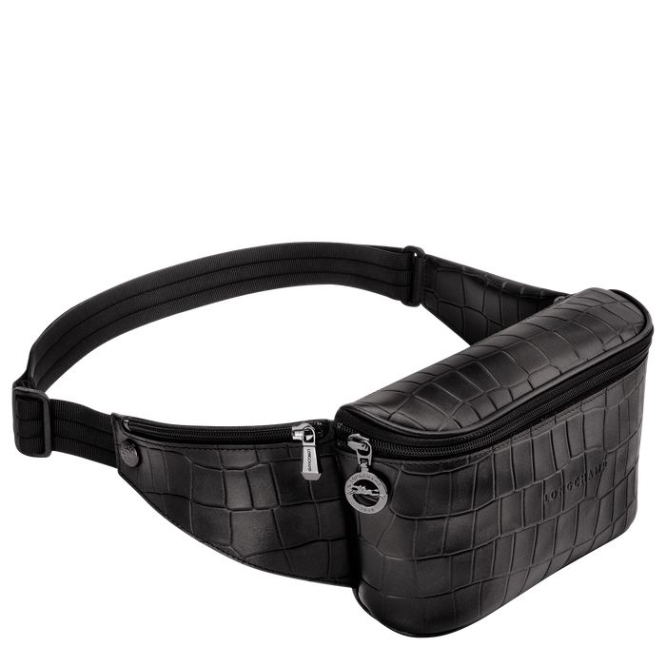 Black Longchamp Croco Block Men's Belt Bags | US-8231WDP