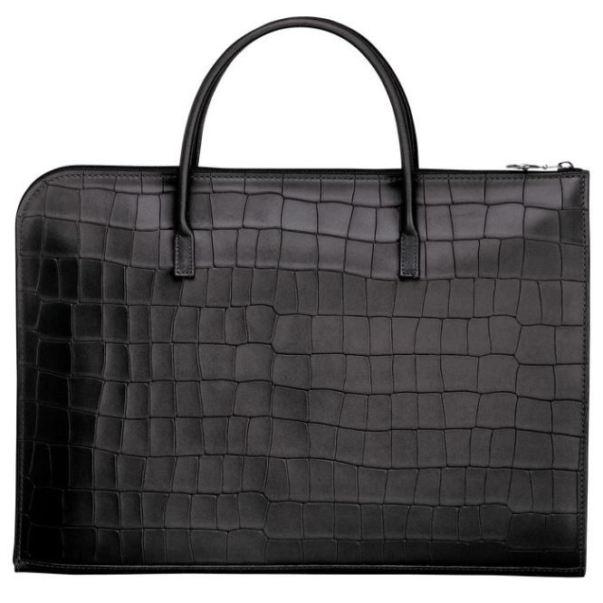 Black Longchamp Croco Block S Men's Document Holders | US-4987HQC