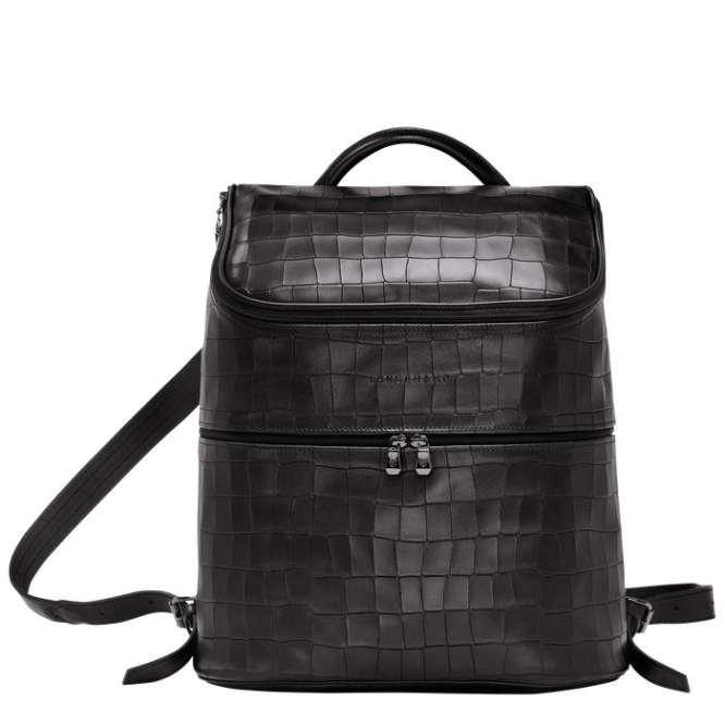 Black Longchamp Croco Block Women\'s Backpacks | US-5941YUK