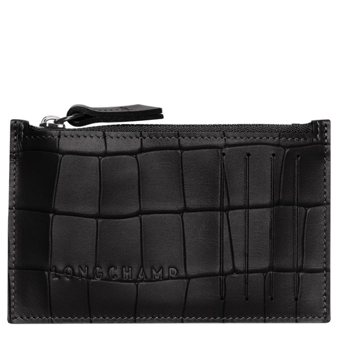 Black Longchamp Croco Block Women\'s Cardholders & Coin Purses | US-0583BRJ