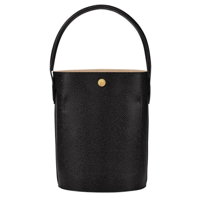 Black Longchamp Cuir De Russie Women's Top-handle Bags | US-4529DGM