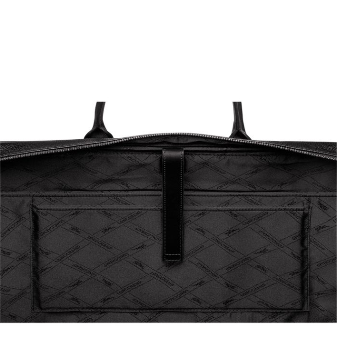 Black Longchamp Le Foulonné L Men's Document Holders | US-7590WLQ