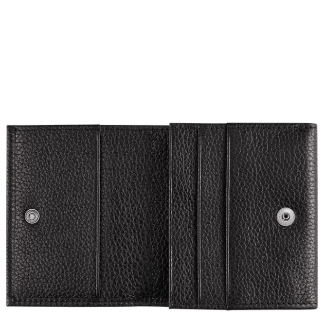 Black Longchamp Le Foulonné Men's Cardholders & Coin Purses | US-5938BDY