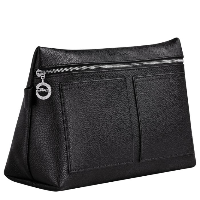 Black Longchamp Le Foulonné Men's Toiletry Bags | US-3962FAU