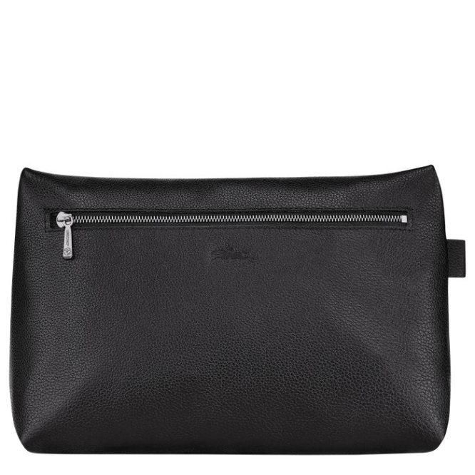 Black Longchamp Le Foulonné Men's Toiletry Bags | US-3962FAU