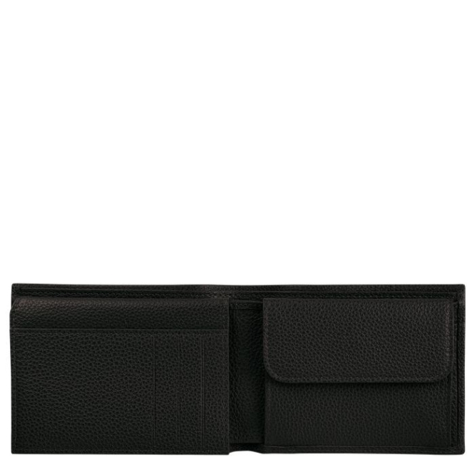 Black Longchamp Le Foulonné Men's Wallets | US-6415WRC